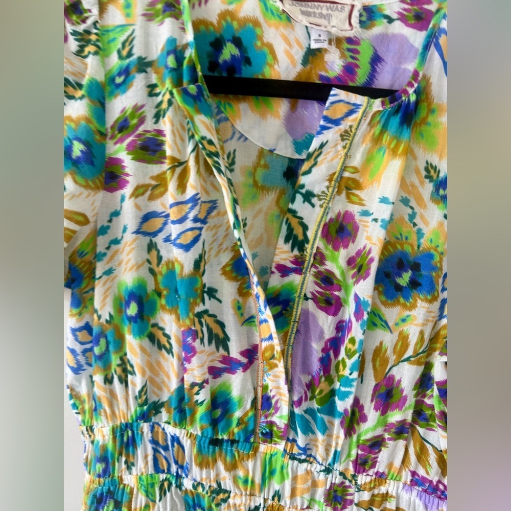 Johnny Was Ikat Bloom Tiered Floral Print Midi Dress Size Small - Picture 5 of 12